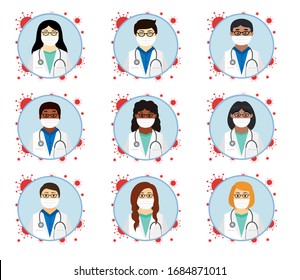 
doctors of different nationalities in a mask