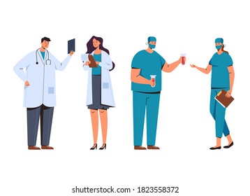 Doctors different occupations isolated set. Vector flat graphic design illustration