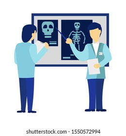 Doctors discuss the results of bone scans