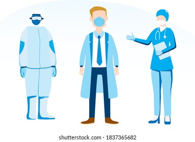 Doctors, Doctor with Mask & Protection suit 