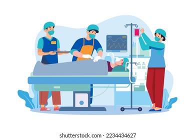 Doctors doing operations on patient