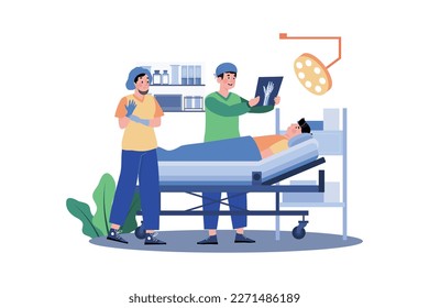 Doctors Doing Surgery Illustration concept on white background