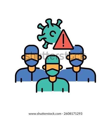 Doctors during a pandemic flat color icon for digital and print projects.  Minimal clean icons for apps and websites. Modern simple icons for UI UX and branding