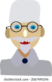 the doctor's face in glasses and in a suit, with a beard and mustache,vector drawing, isolate on a white background