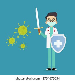 los médicos combaten el vector de diseño de virus