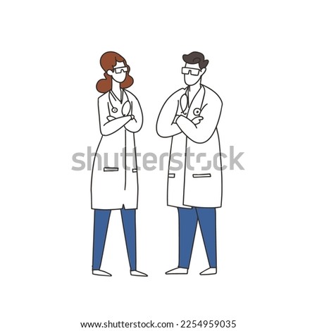 Doctors the Frontline heroes, Illustration of doctors characters. Healthcare proffesionals.
