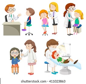 Doctors giving treatment to patients illustration