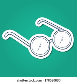 Doctor's glasses. Sketch sticker vector element for medical or health care design
