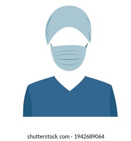 El vestido del doctor, el bonnet y la máscara médica. Vector de concepto de trabajador de salud.