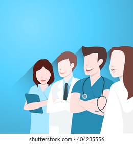 Doctors group, Happy medical team, Vector illustration