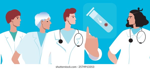 Doctor's hand with IVF test tube, flat vector stock illustration or copy space template as fertility concept