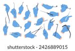 Doctors hands with different medical equipment and surgical tools set. Medicine collection of human arms in protective gloves operating, holding scalpel, lancet or syringe cartoon vector illustration