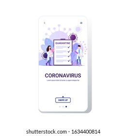 doctors holding syringe vaccine to prevent epidemic MERS-CoV virus quarantine wuhan coronavirus 2019-nCoV pandemic medical health risk full length smartphone screen obile app copy space vector