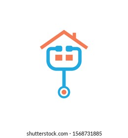 Doctor's house logo vector blue orange color