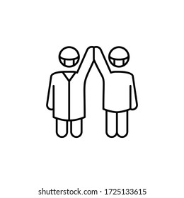 doctors kill coronavirus line illustration icon on white background