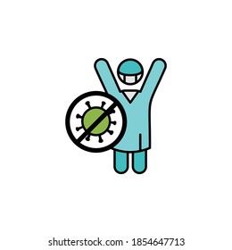 doctors kill coronavirus line illustration icon. Signs and symbols can be used for web, logo, mobile app, UI, UX