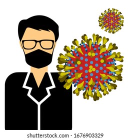 Médicos y personas enmascaradas. Cuarentena.Cartel vectorial con información e infografía sobre el coronavirus chino 2019-ncov.