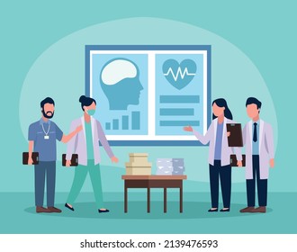 médicos y personal médico en la oficina