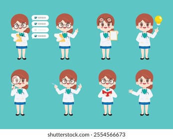Doctors and medical staff. People character with gown clipart gesture character.