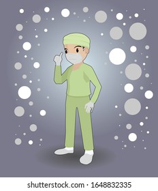 Doctors or medical staff stops virus covid-19 or corona by use mask. The spread of the virus cannot do anything.