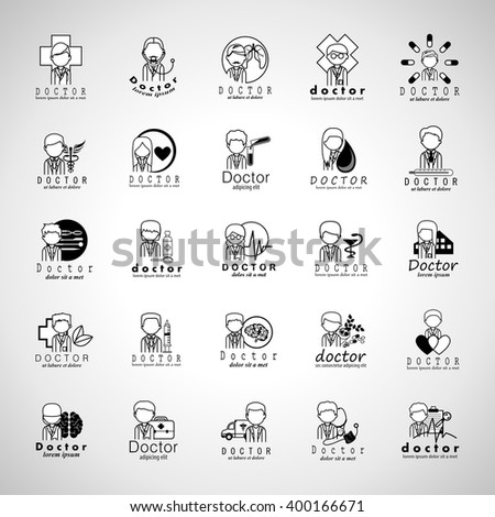 Doctors And Medical Workers Icons Set-Isolated On Gray Background-Vector Illustration,Graphic Design.Collection Of Professional Medical Persons, Physician, Chemist Staff. For Web, Websites, Templates