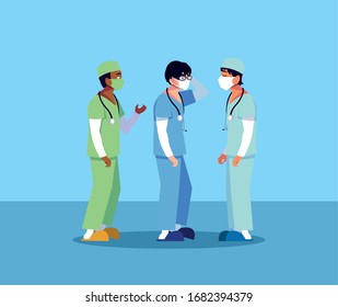 doctors men standing, medical team vector illustration design