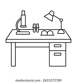 doctor's microscope table icon on white background 