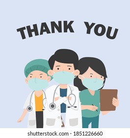 Doctors and nurse Thank you medical staff 