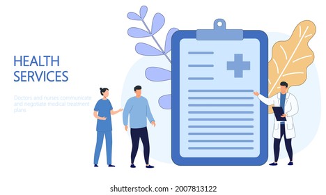 Doctors and nurses analyze the patient's condition, medical consultation service, physical examination report or laboratory test report