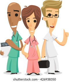 Doctors and Nurses cartoon illustration