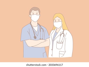 doctors, and nurses. Conceptual illustration, hospital medical team. Vector   design