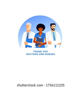 Doctors and nurses in a dressing gown with a stethoscope isolated on a white background. Doctor without a face. vector illustration. 