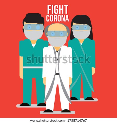 Doctors and nurses fighting corona virus in the hospital Vector flat character illustration 