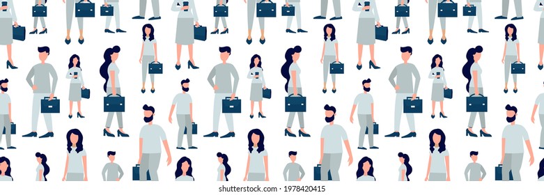 Doctors, nurses, healthcare workers, medical staff. office workers. Vector seamless pattern in flat style with people