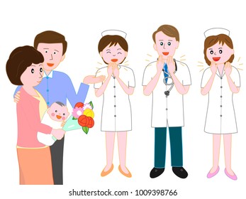 Doctors and nurses to see off babies and mothers who are discharging hospitals in obstetrics and gynecology.
