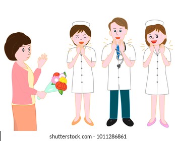Doctors and nurses to see off patients who are discharged.
