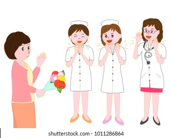 Doctors and nurses to see off patients who are discharged.

