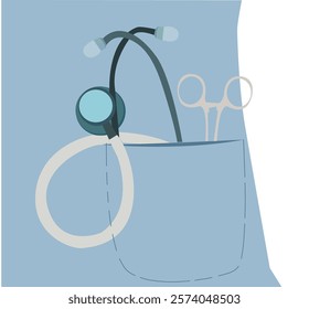 doctors and nurses. Stethoscope in Shirt Pocket