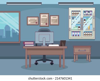 oficina de doctores con escena de escritorio