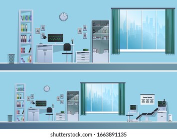 Doctor's office in the hospital. Vector.