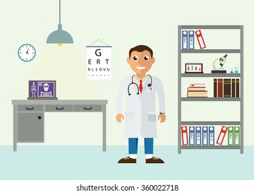Doctor's office. Isolated vector illustration in flat design style