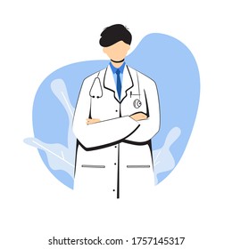 doctors on a white background. Vector illustration in flat style. Medical insurance, best doctors, flat vector concept, medical specialists, doctors and nurses. friendly doctors wearing white coats.