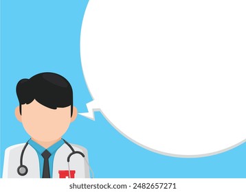 doctor's opinion with speech bubble, vector illustration in flat style