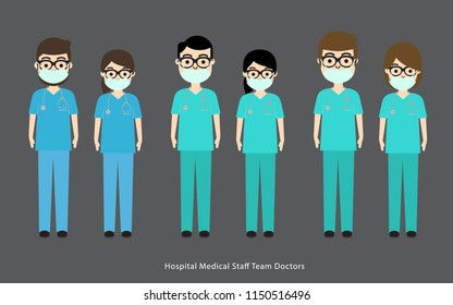 Doctors and other hospital staff collection. Flat style vector illustration