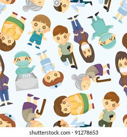 Doctors and Patient people seamless pattern