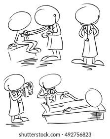 Doctors and patients faceless character