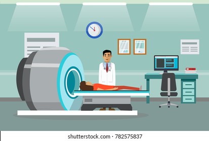 Doctors and patients in the hospital. Vector illustration.