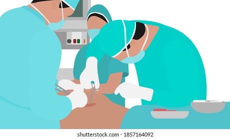 Doctors are performing an operation. Vector image, eps 10