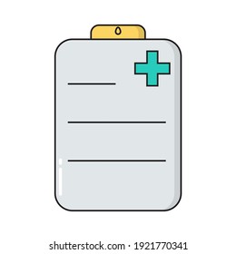 Un simple icono médico en la plancheta del doctor al estilo de línea de moda aislado en el fondo blanco para aplicaciones web y concepto móvil. EPS10 de ilustración vectorial