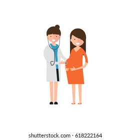 Doctors and pregnant check vector